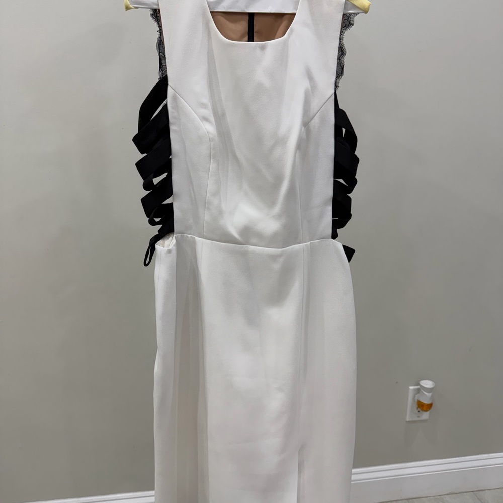 BCBGMaxAzria White and Black Backless Dress